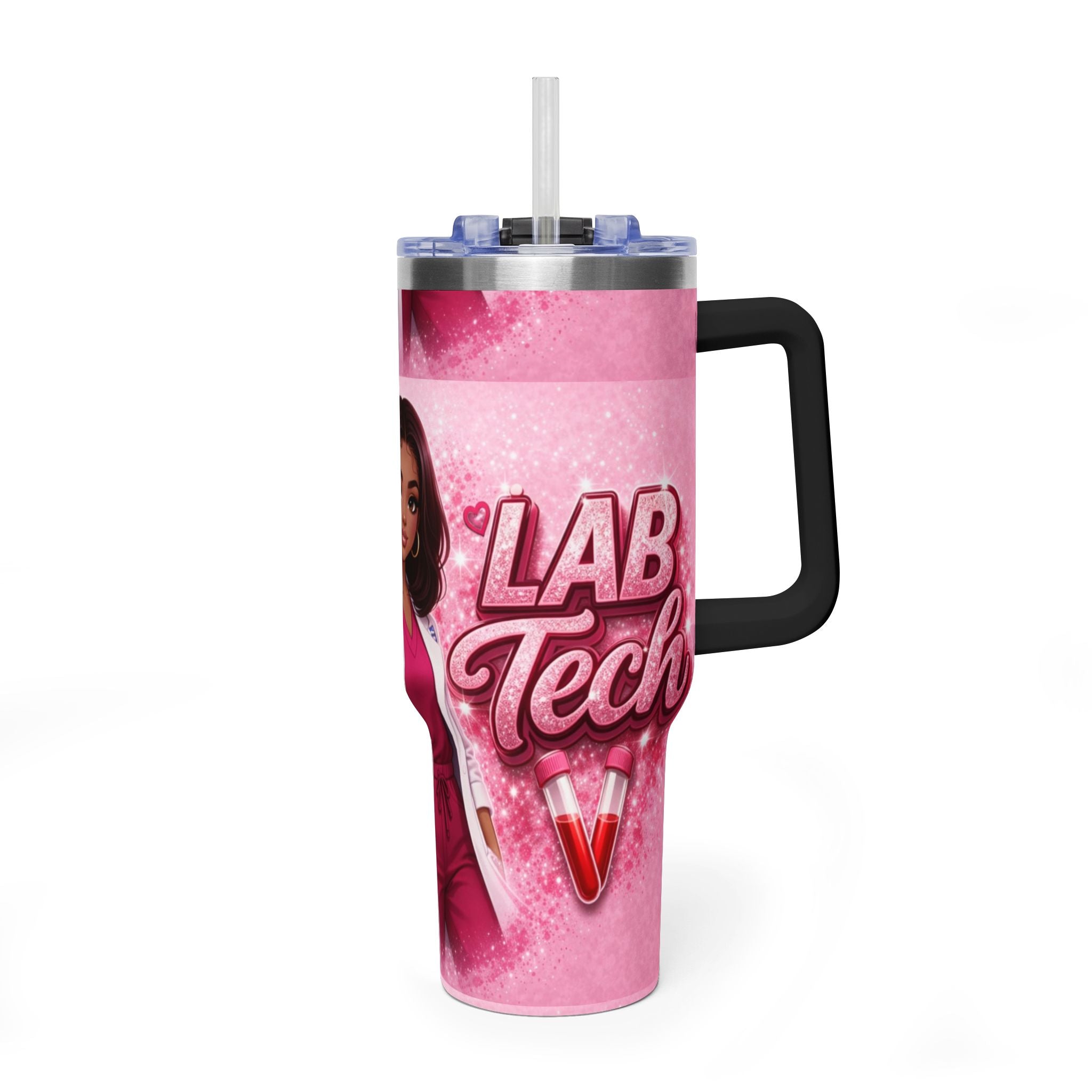 40oz Vacuum Tumbler – Pink Lab Tech  T