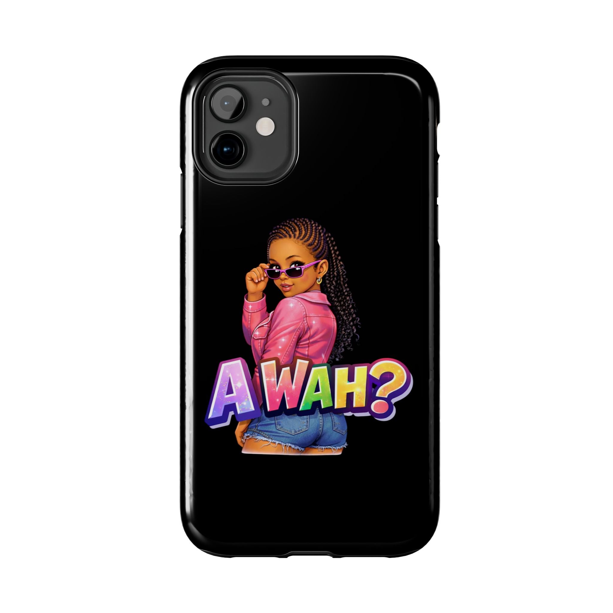 Tough Phone Case — 'A WAH?' Girl Graphic Black Protective Case