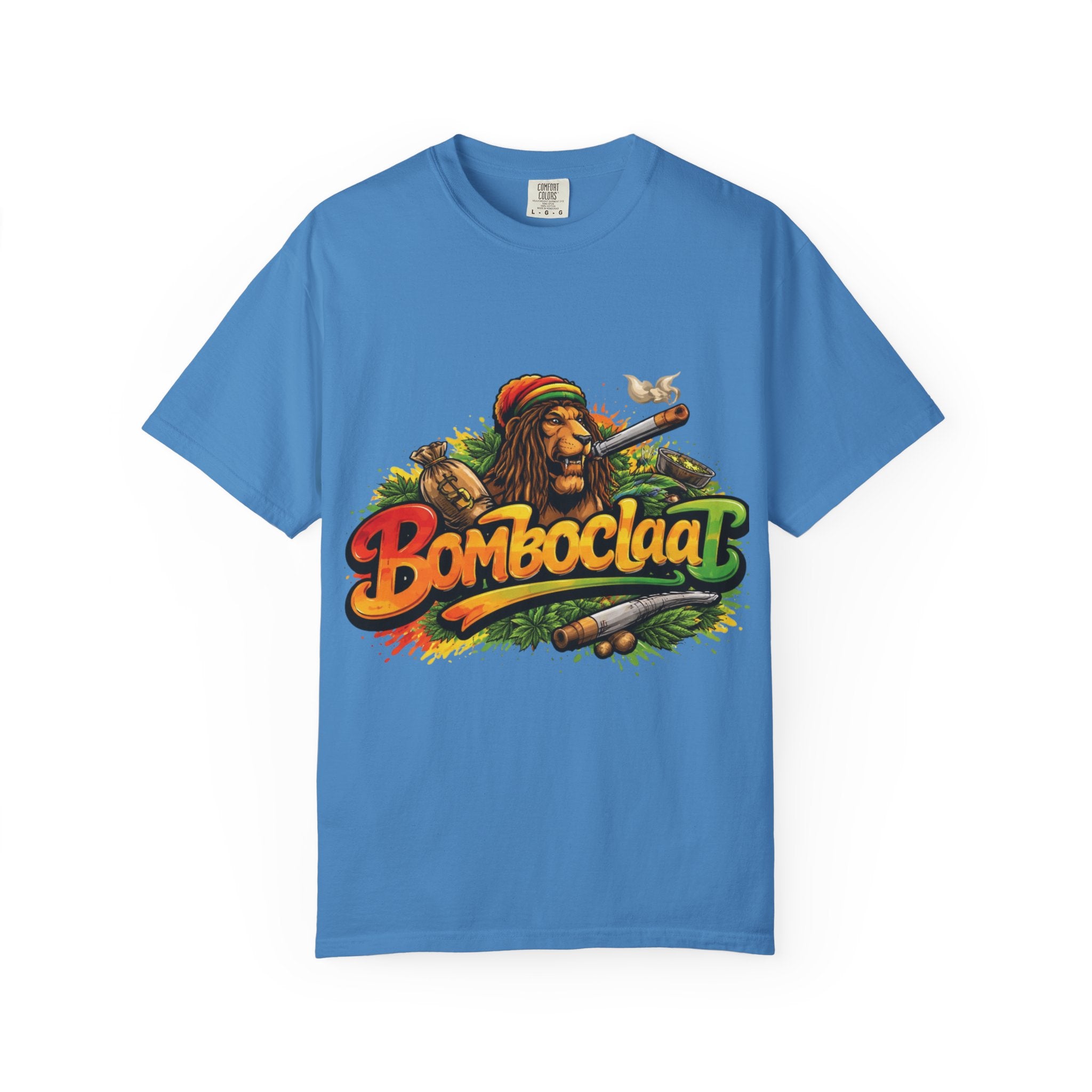 Rastafarian Lion with 'Bomboclaat' Graphic T-Shirt | Reggae Vibe