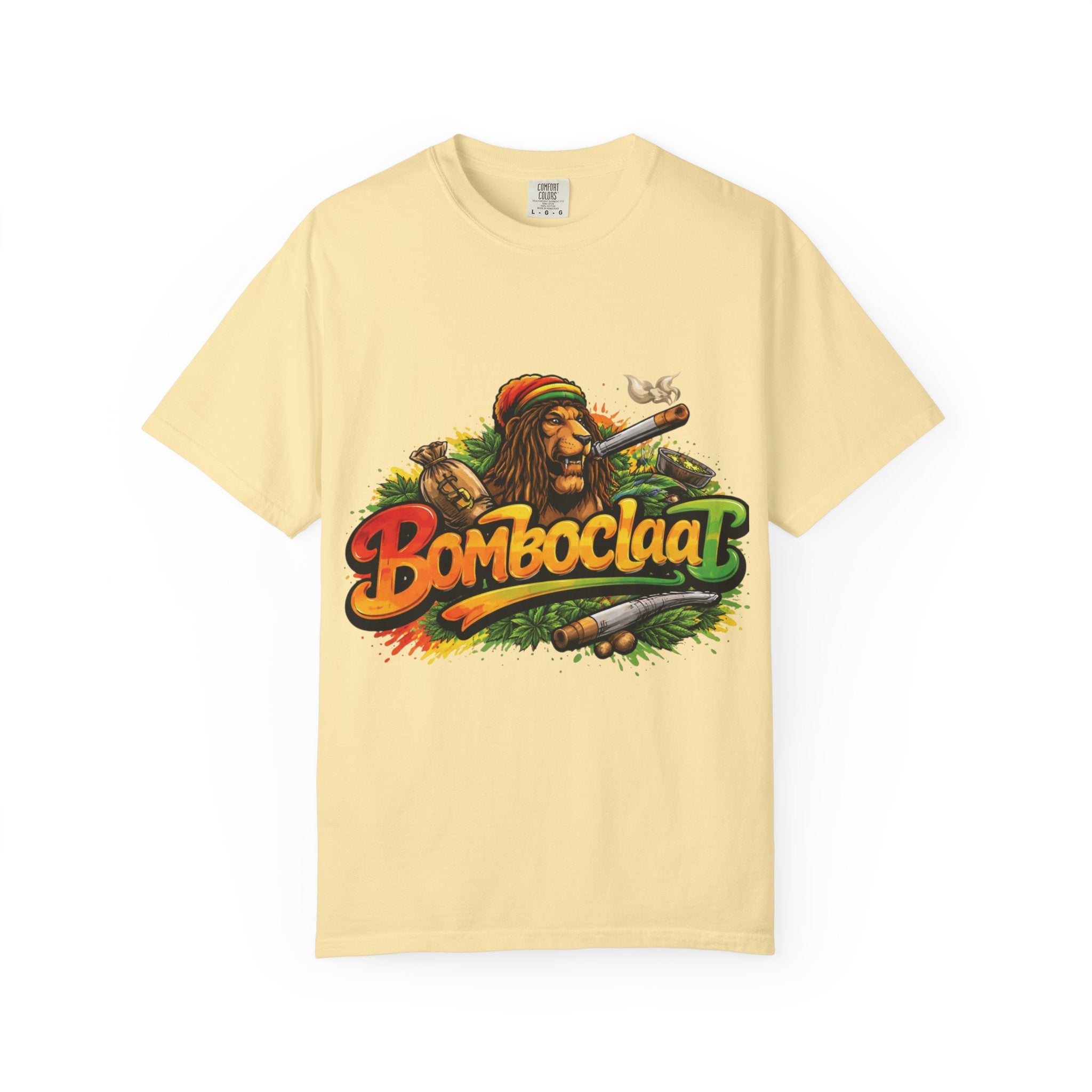 Rastafarian Lion with 'Bomboclaat' Graphic T-Shirt | Reggae Vibe