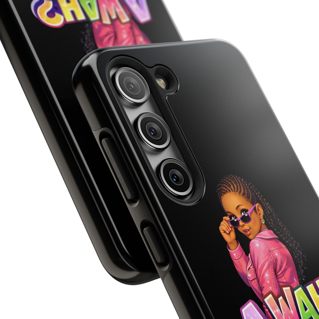 Tough Phone Case — 'A WAH?' Girl Graphic Black Protective Case