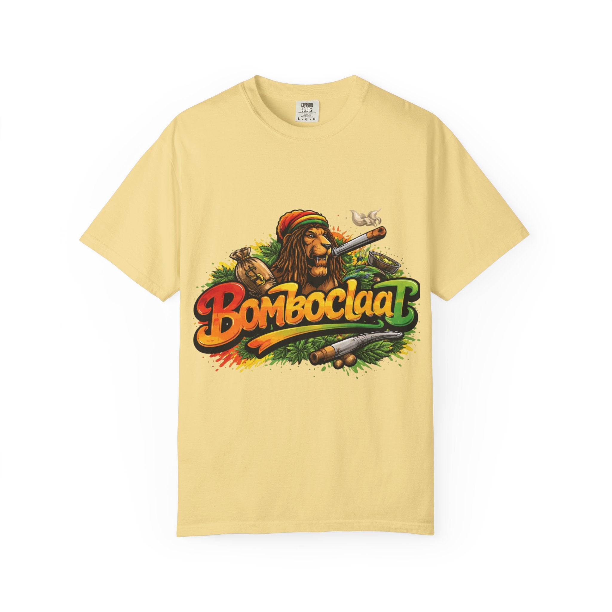 Rastafarian Lion with 'Bomboclaat' Graphic T-Shirt | Reggae Vibe