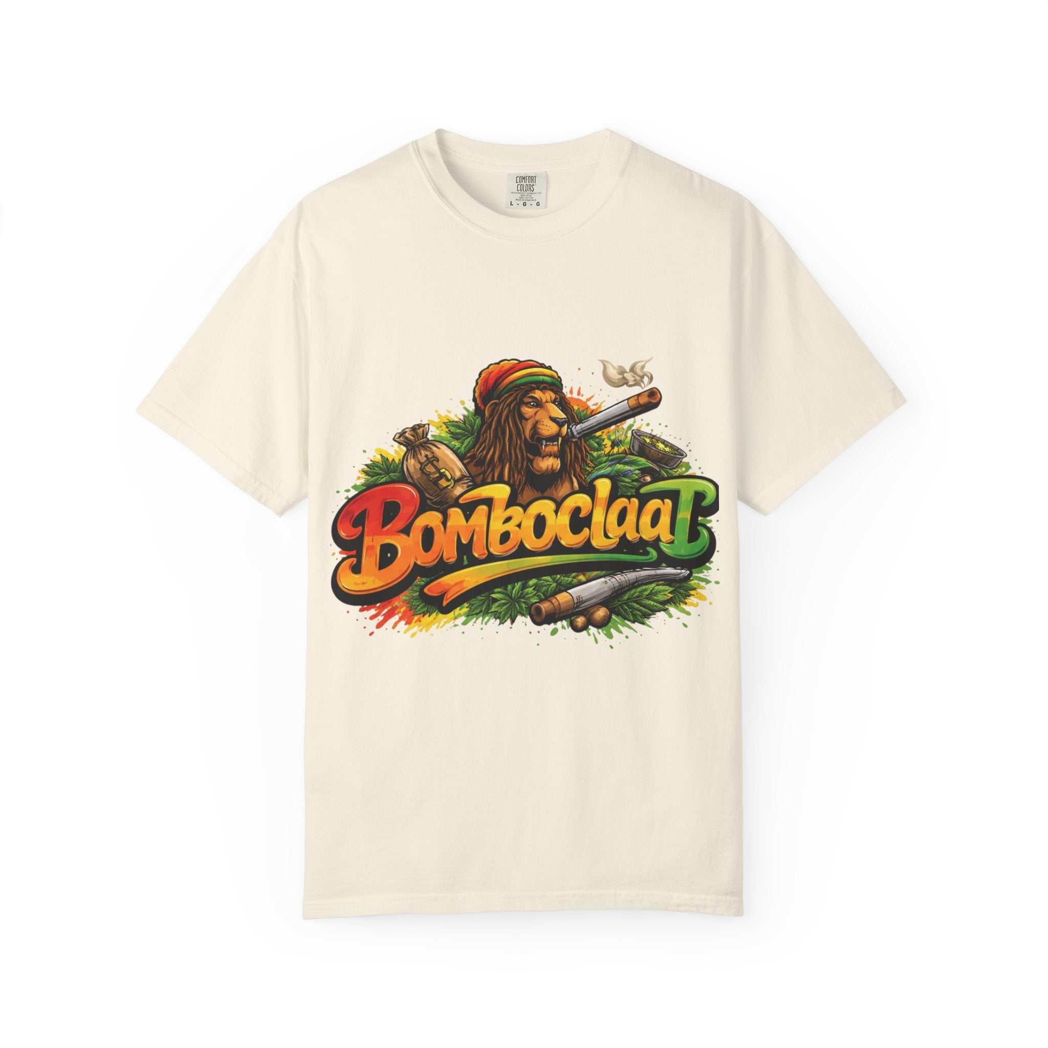 Rastafarian Lion with 'Bomboclaat' Graphic T-Shirt | Reggae Vibe