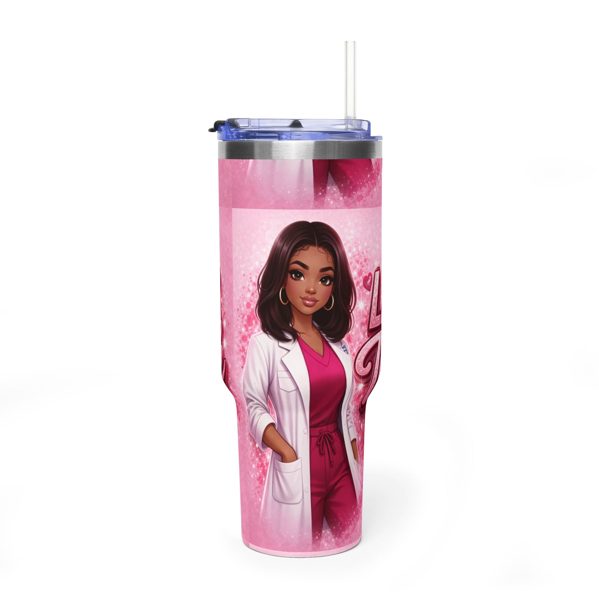 40oz Vacuum Tumbler – Pink Lab Tech  T