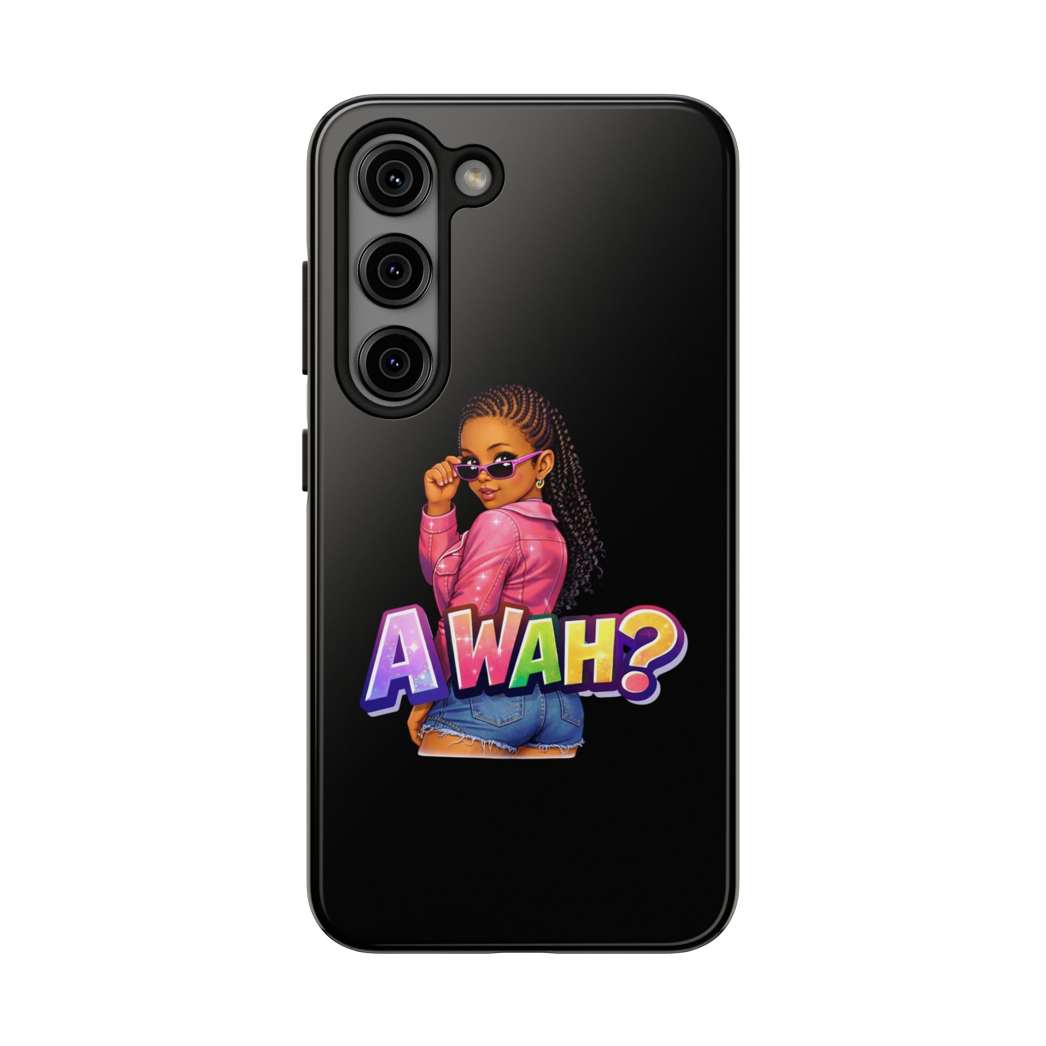Tough Phone Case — 'A WAH?' Girl Graphic Black Protective Case