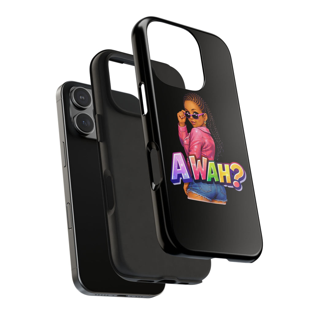 Tough Phone Case — 'A WAH?' Girl Graphic Black Protective Case