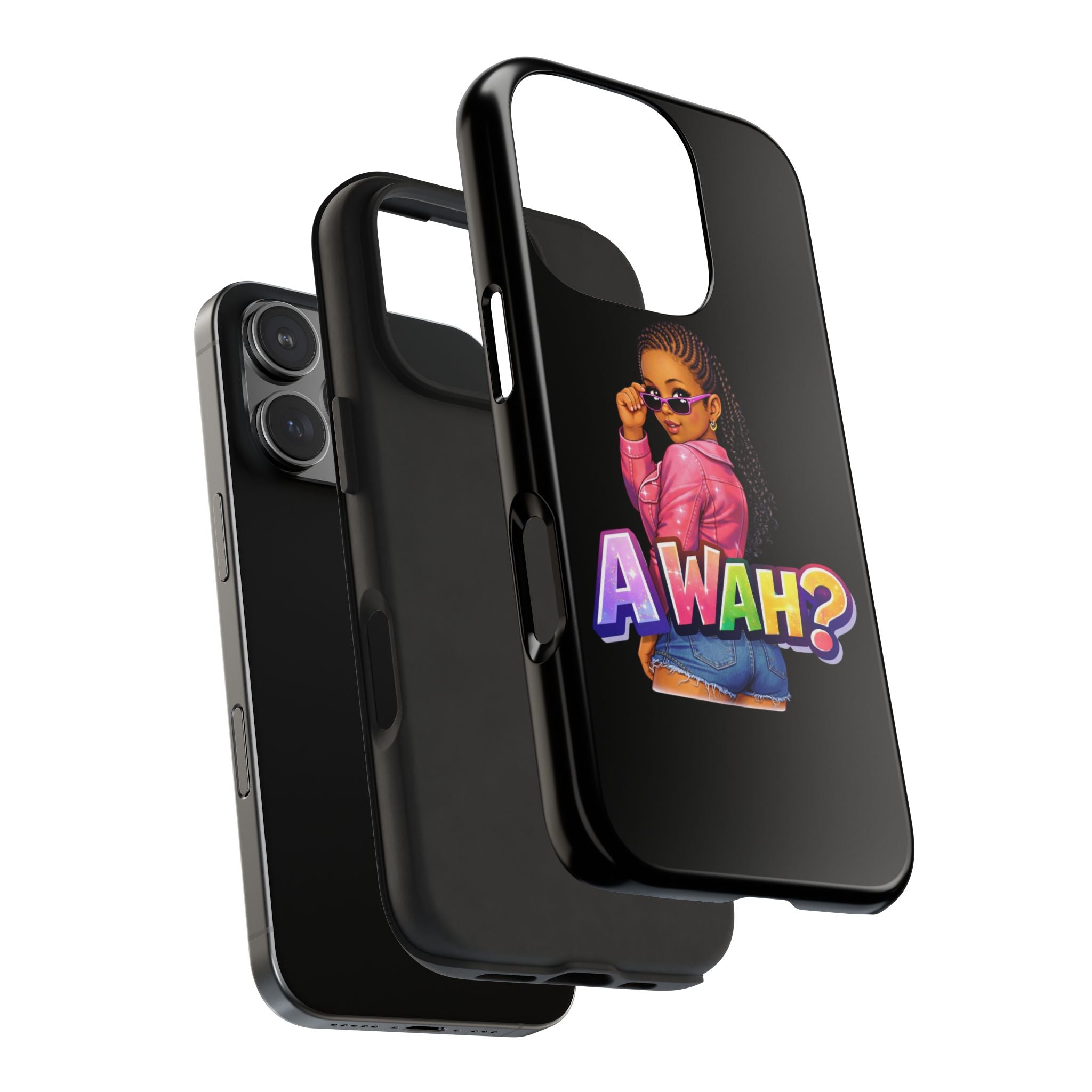 Tough Phone Case — 'A WAH?' Girl Graphic Black Protective Case