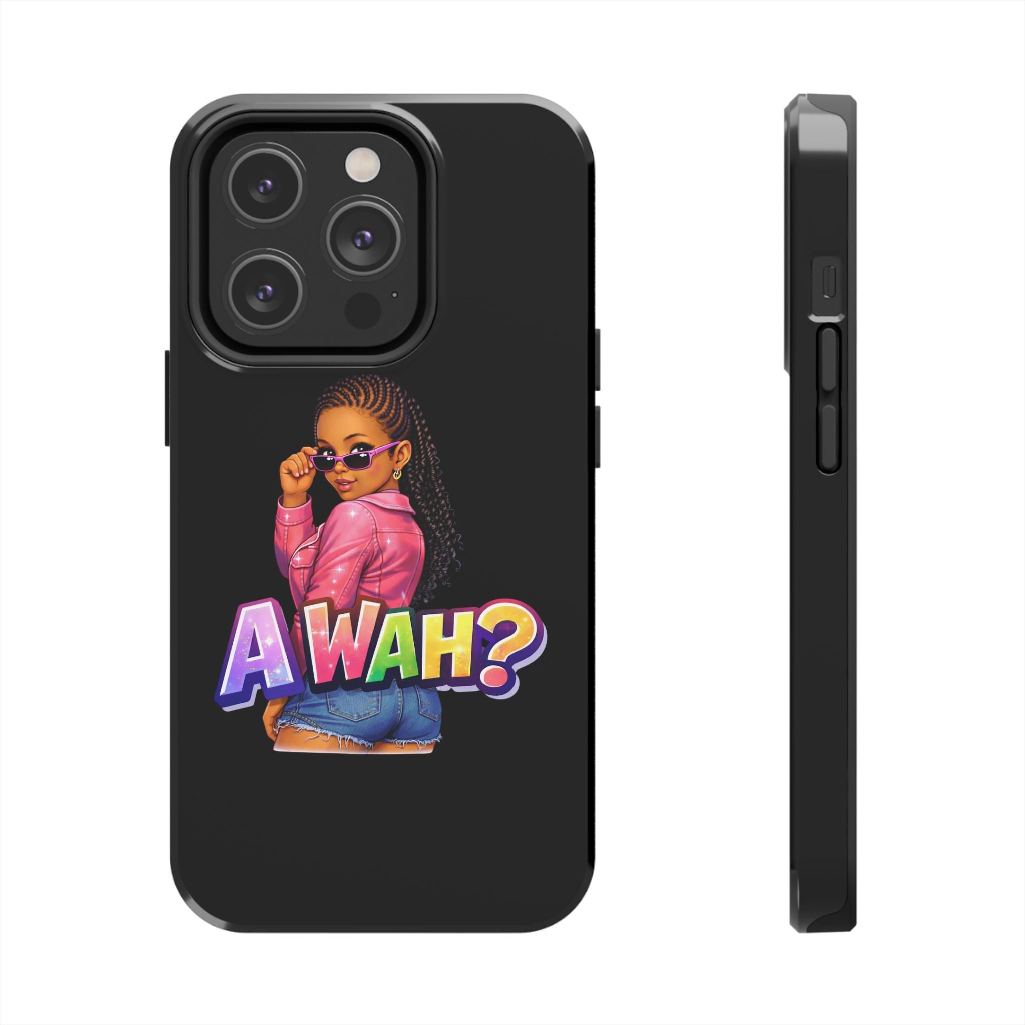 Tough Phone Case — 'A WAH?' Girl Graphic Black Protective Case