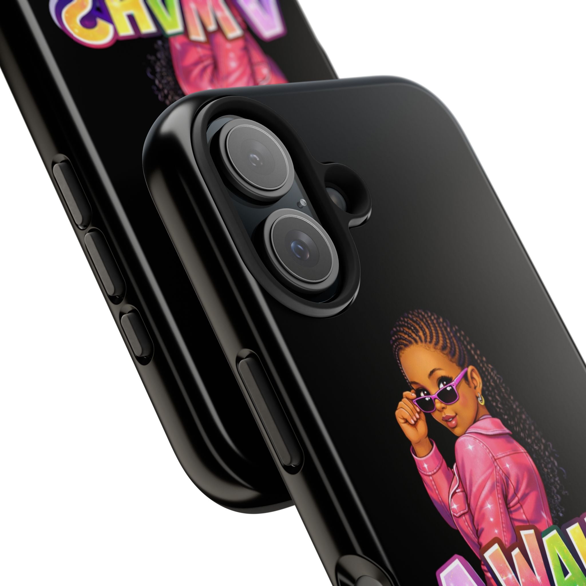 Tough Phone Case — 'A WAH?' Girl Graphic Black Protective Case