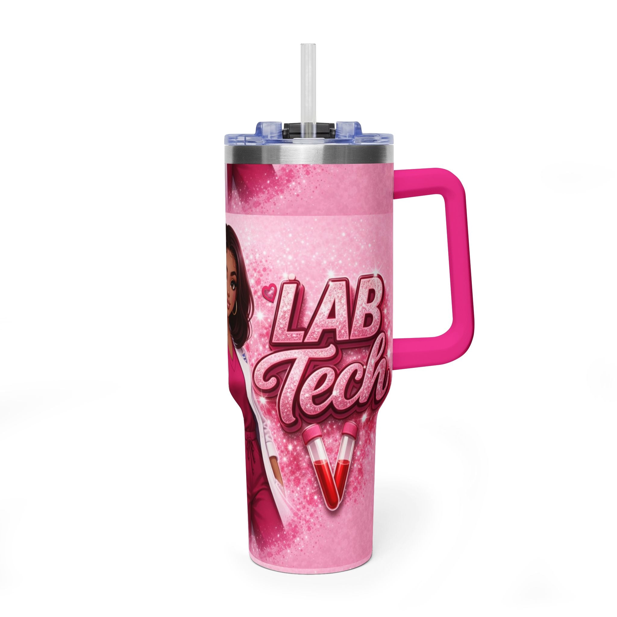 40oz Vacuum Tumbler – Pink Lab Tech  T