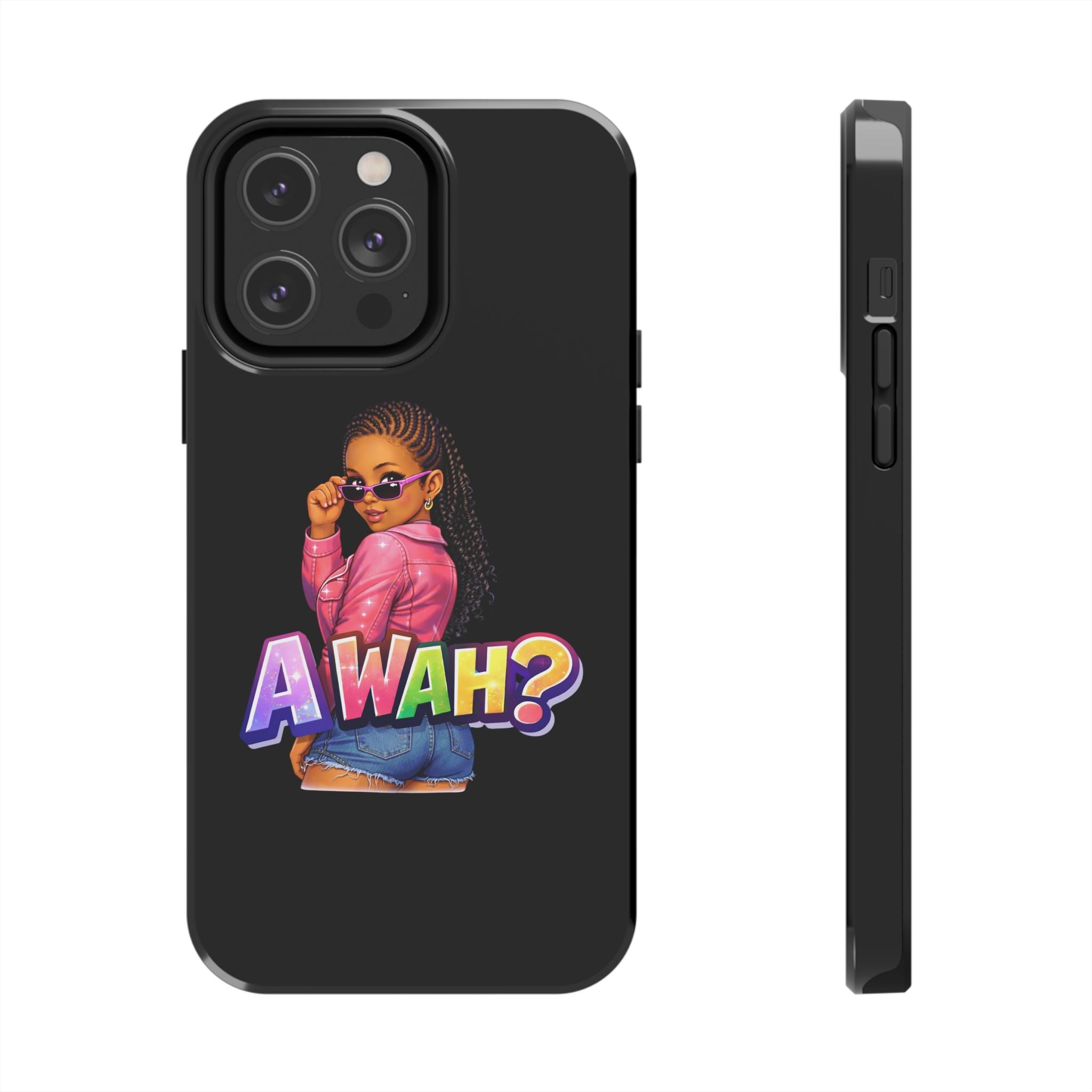 Tough Phone Case — 'A WAH?' Girl Graphic Black Protective Case