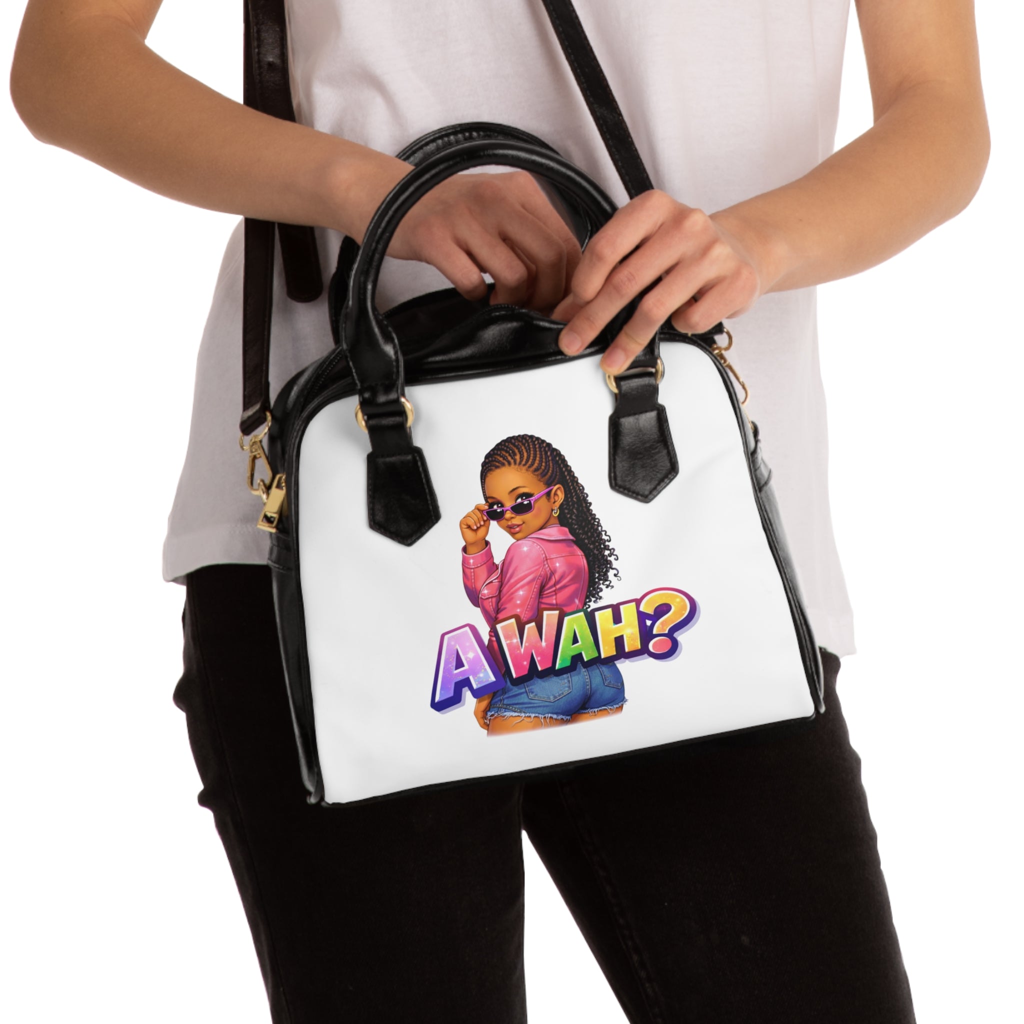Awah? Graphic Shoulder Handbag — Bold Afrocentric Fashion Purse for Women
