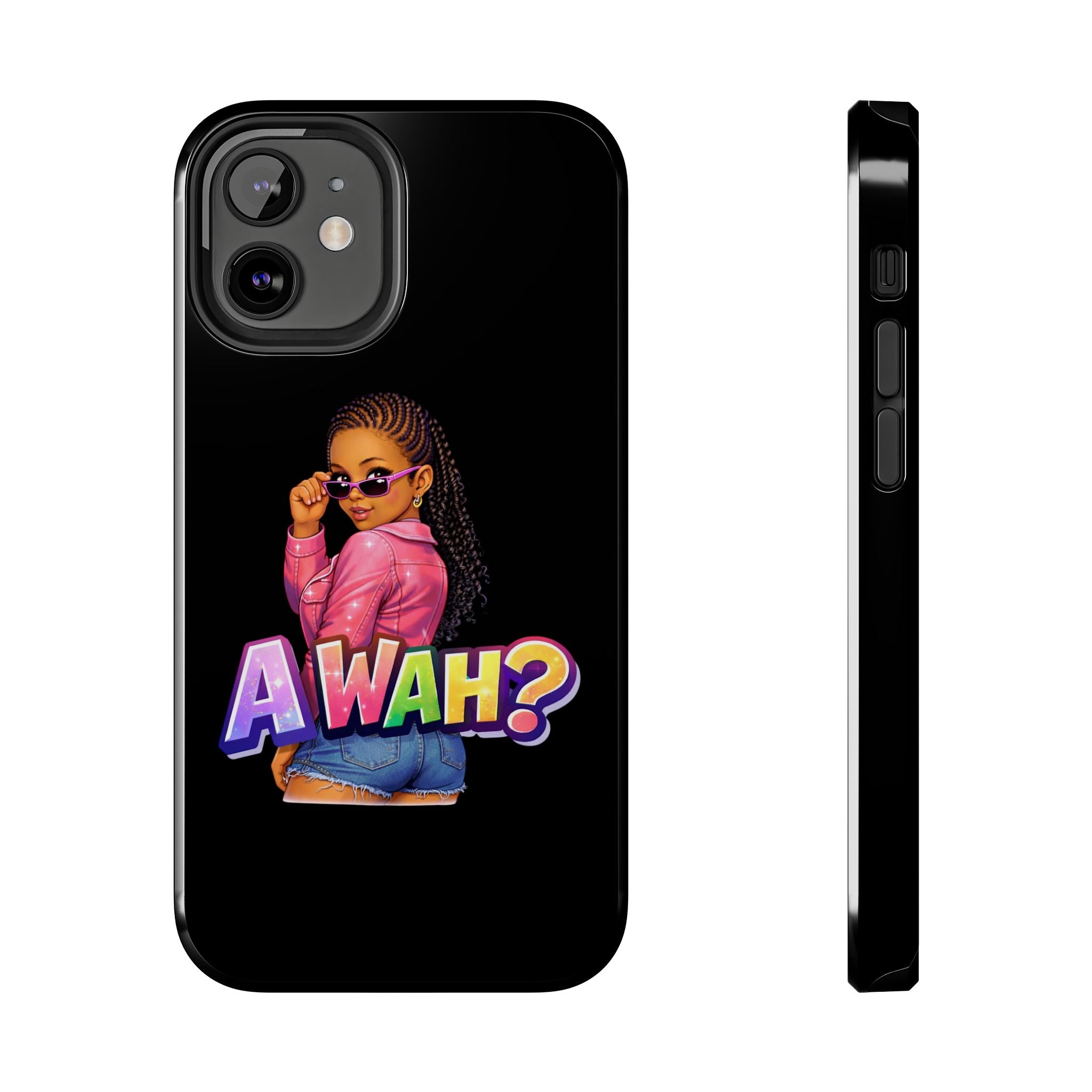 Tough Phone Case — 'A WAH?' Girl Graphic Black Protective Case