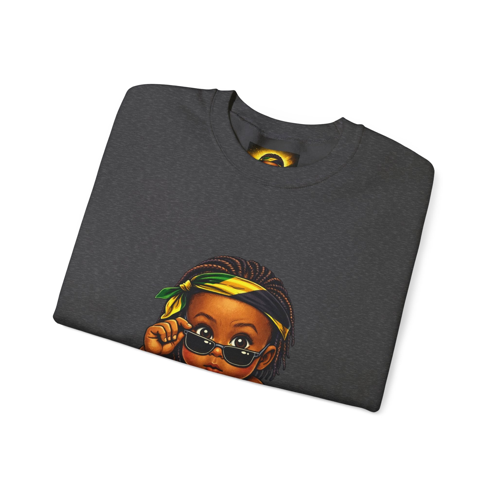 Crewneck Sweatshirt - 'Awah?' Graphic Pullover with Sleeve Prints