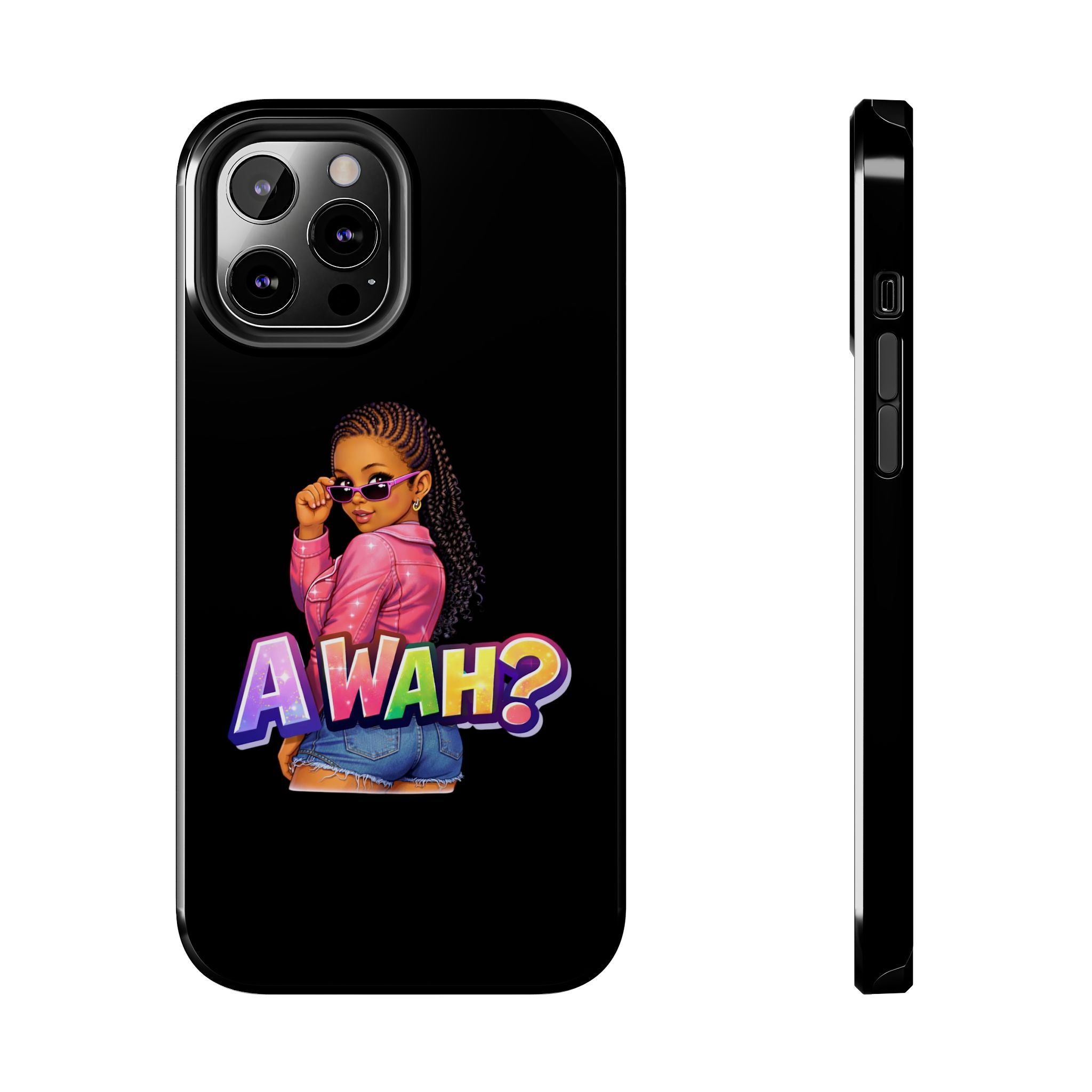 Tough Phone Case — 'A WAH?' Girl Graphic Black Protective Case